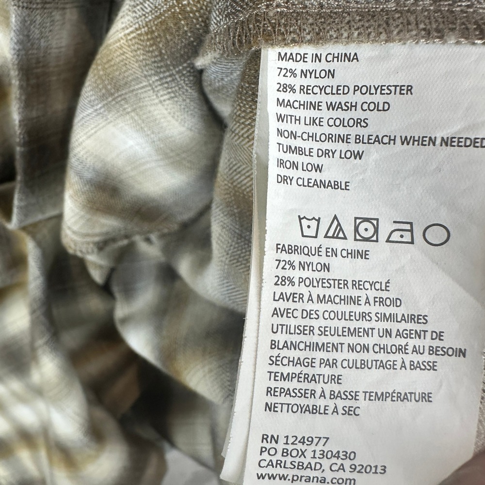 Prana Mens XL Brown White Plaid Snap Front Long Sleeve Shirt‎ M23181373 Gorpcore - Picture 3 of 12
